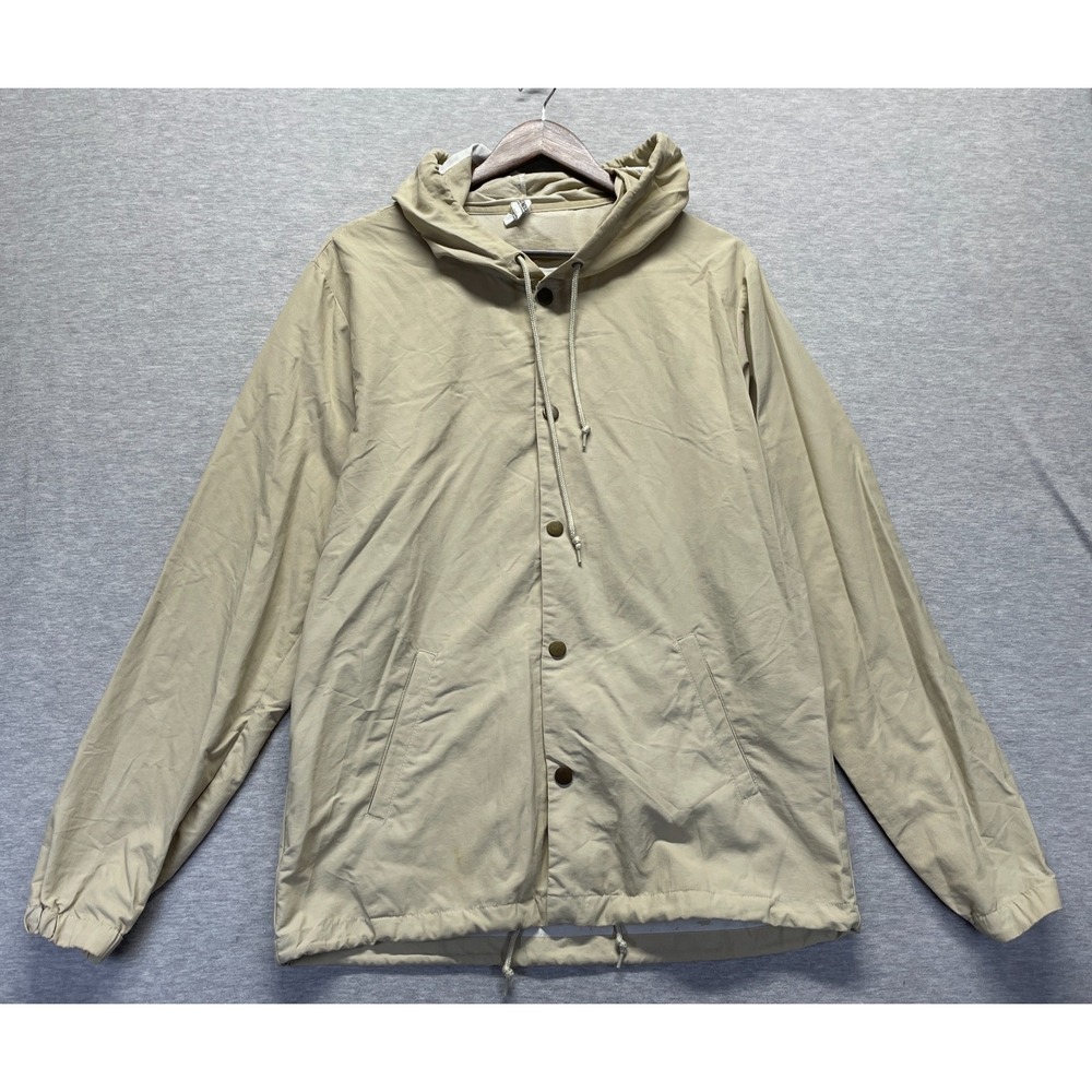 Independent Trading Company Coach Jacket Womens Medium Beige Hooded Snap Front